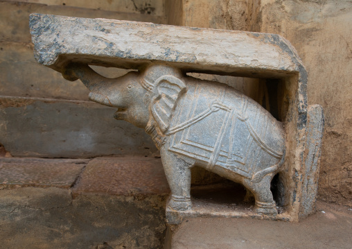 Stone elephant statue in Taragarh fort, Rajasthan, Bundi, India