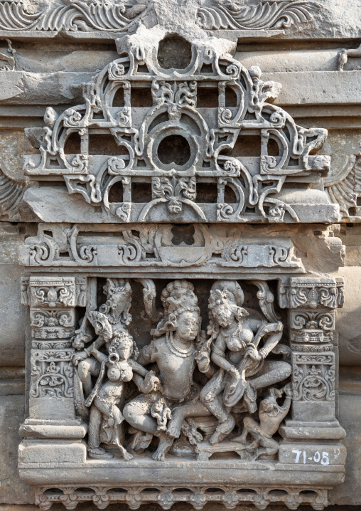 Carved idols on the wall of Harshat Mata temple, Rajasthan, Abhaneri, India