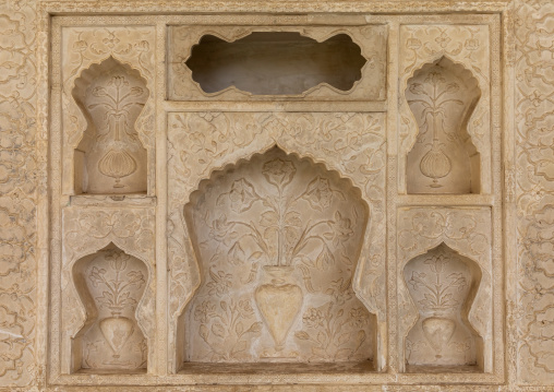 Wall niches in Amer fort and palace, Rajasthan, Amer, India