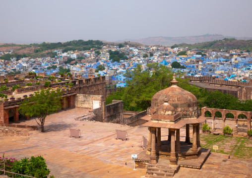 The view from Mehrangarh fort of the blue rooftops, Rajasthan, Jodhpur, India