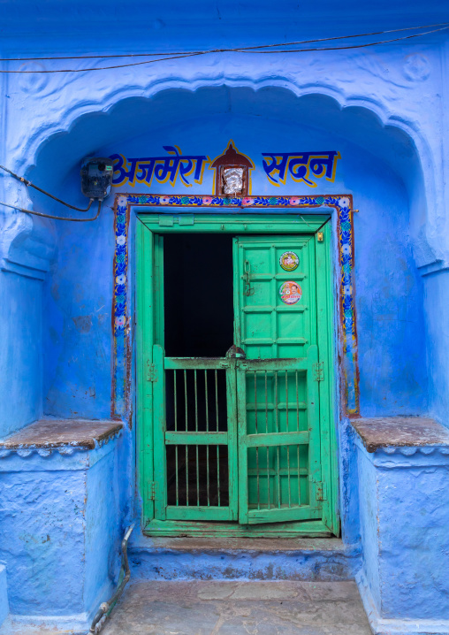 Old blue house of a brahmin, Rajasthan, Bundi, India