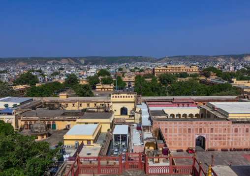 High angle view of the city palace, Rajasthan, Jaipur, India