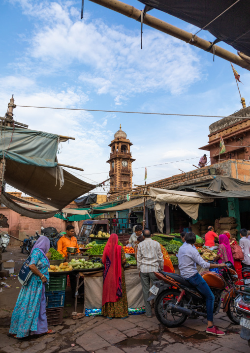 Fresh fruits and vegetables in indian market, Rajasthan, Jodhpur, India