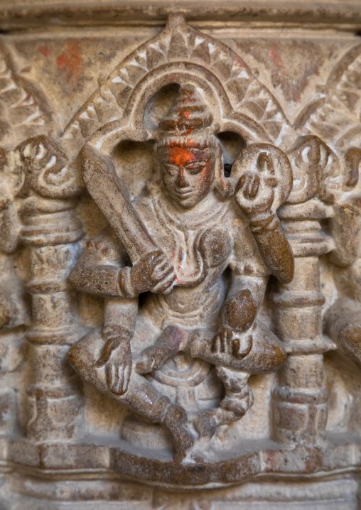 Ancient stone carvings inside the jain temple, Rajasthan, Jaisalmer, India
