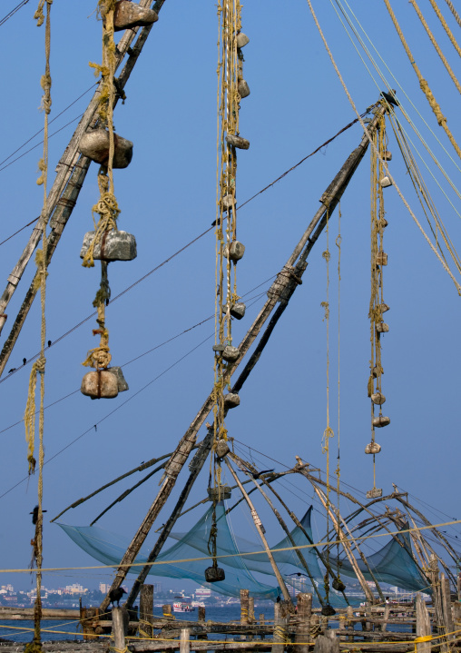 Row Of Chinese Fishing Nets On Kochi Bay, India