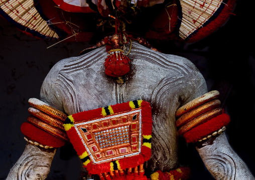 Man Dressed For Theyyam Ritual Covered With Traditionnal Painting, Thalassery, India
