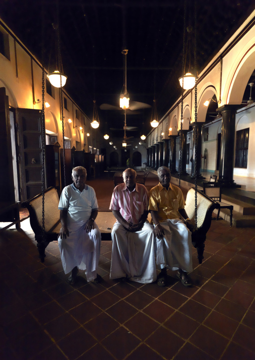 Men Sitting On A Luxurious Bench In A High-standing Hall, Kanadukathan Chettinad, India