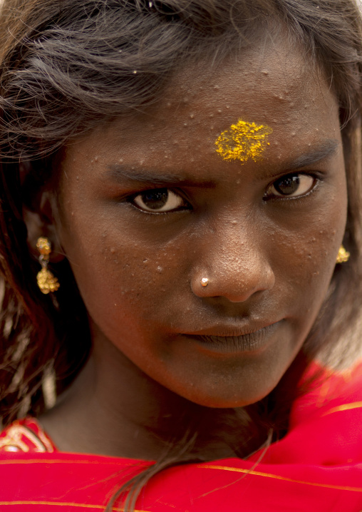 Portrait Of A Teenage Indian Girl Wearing Earrings, Trichy, India