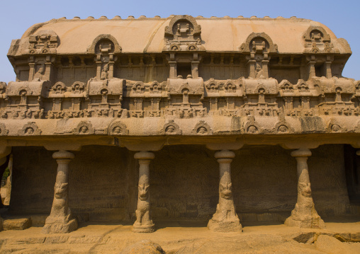 The Rock Cut Monolithic Bhima Ratha Temple, Mahabalipuram, India
