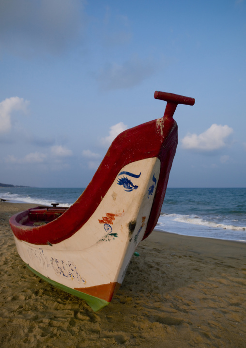 Decorated Boat On Mahabalipuram Beach, India