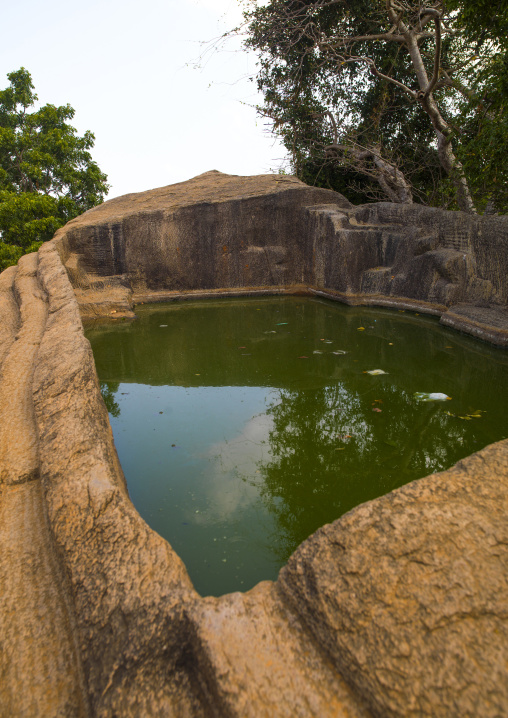 Water Pond Cut In Rocks At Trimurti Mandapam, Mahabalipuram, India