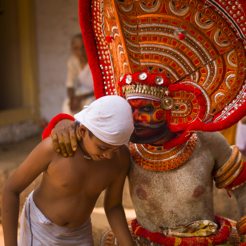 People Asking Questions About The Future During Theyyam Ceremony, Thalassery, India