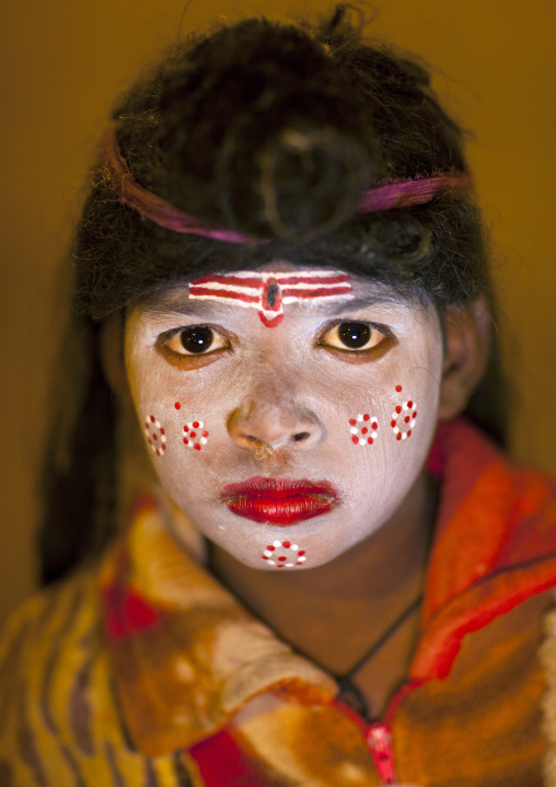 Young Girl With Shiva Make Up, Maha Kumbh Mela, Allahabad, India