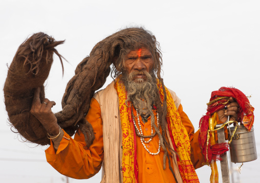 Naga Sadhu With Very Long Hair, Maha Kumbh Mela, Allahabad, India