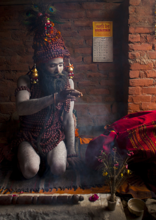 Naga Sadhu 1Giving Blessings, Maha Kumbh Mela, Allahabad, India