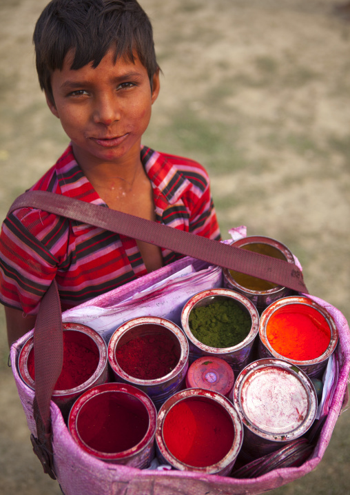 Kid Selling Powders, Maha Kumbh Mela, Allahabad, India