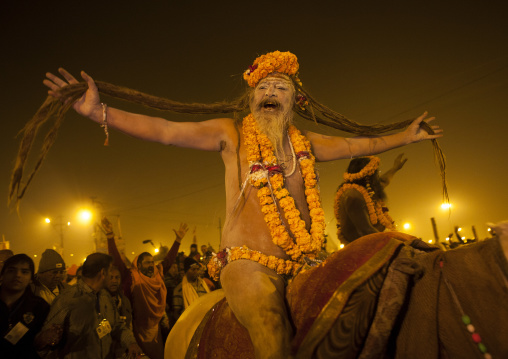 Naga Sadhu From Juna Akhara Going To Bath, Maha Kumbh Mela, Allahabad, India