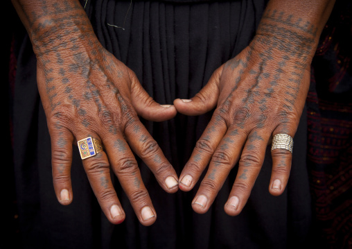 Tattos On The Hands Of A Rabari Woman, Maha Kumbh Mela, Allahabad, India