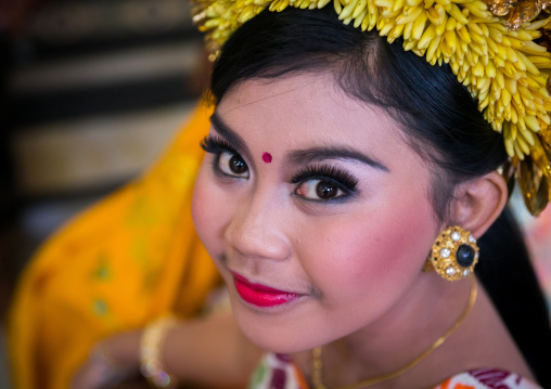 A Teenager Girl In Traditional  Costume  Before A Tooth Filing Ceremony