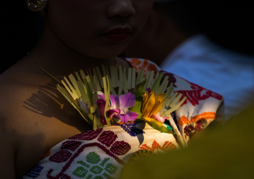 A Teenager Girl  In Traditional  Costume  Before A Tooth Filing Ceremony