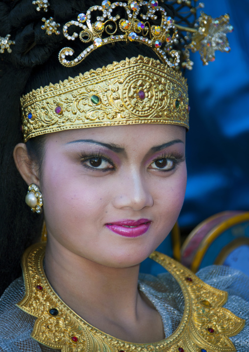 Woman With Traditional Headwear During A Festival, Mataram, Lombok Island, Indonesia