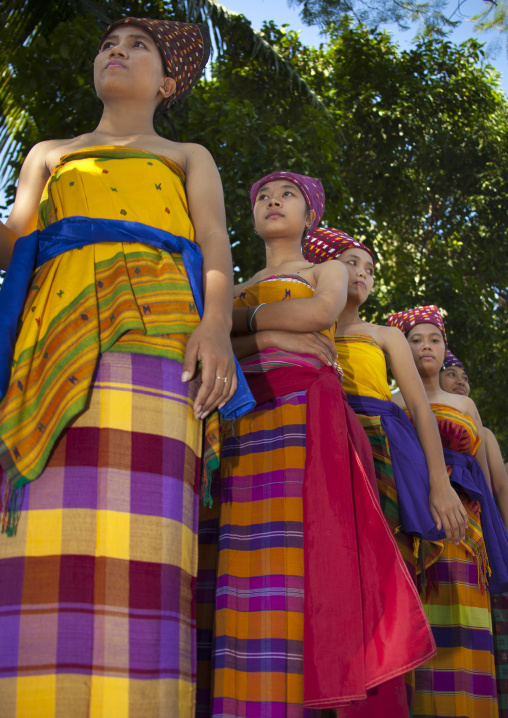 Praya Women With Traditional Clothing During A Festival, Mataram, Lombok Island, Indonesia