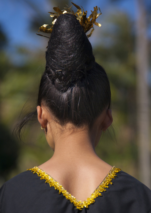 Woman With Traditional Hairstyle During A Festival, Mataram, Lombok Island, Indonesia