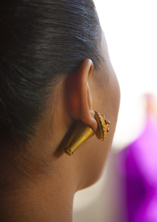 Woman With Traditional Earing During A Festival, Mataram, Lombok Island, Indonesia