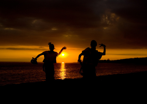 Dancers In The Sunset, Mataram, Lombok Island, Indonesia