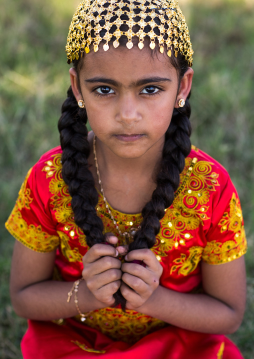 little girl in traditional cbandari lothing, Hormozgan, Bandar-e Kong, Iran