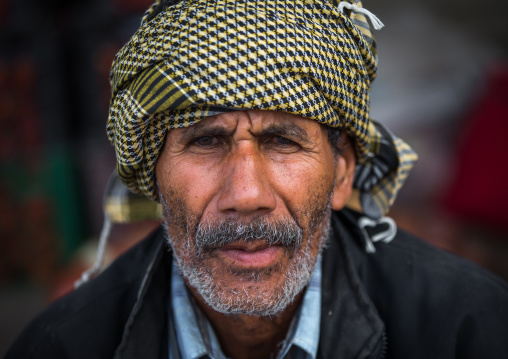 old man with jug ears and a turban in panjshambe bazar, Hormozgan, Minab, Iran