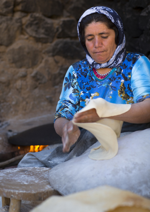 Kurdish Woman Making Local Bread, Palangan, Iran