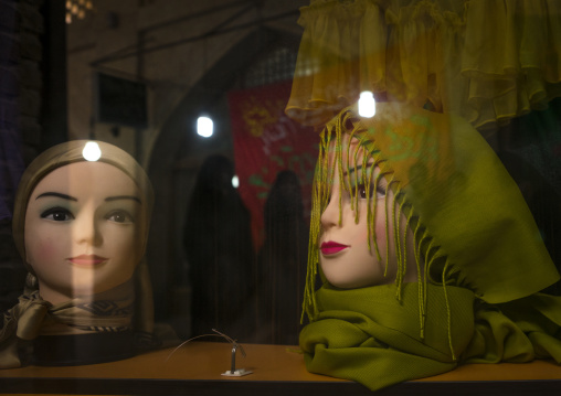 Veiled mannequins in the bazaar, Isfahan province, Isfahan, Iran