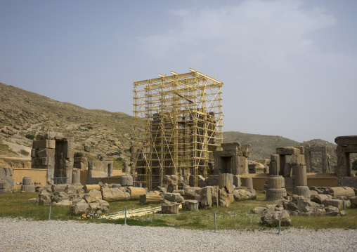 Ruins of apadana palace built by darius the great, Fars province, Persepolis, Iran
