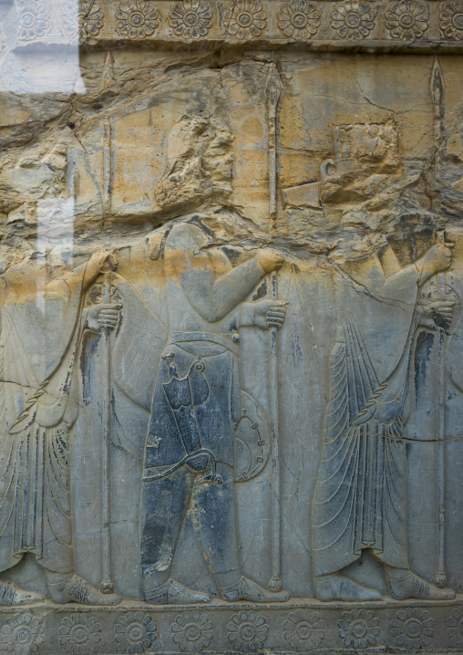 Bas-relief depicting a persian guard, Fars province, Persepolis, Iran