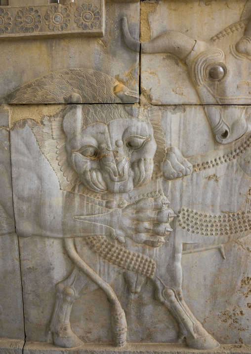 Bas-relief of a symbol in zoroastrian for nowruz, Fars province, Persepolis, Iran