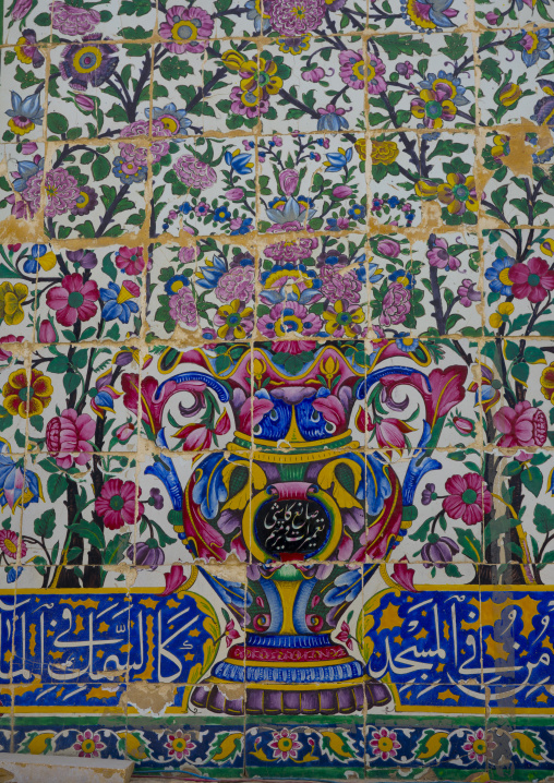 Decorated tilework in vakil mosque, Fars province, Shiraz, Iran