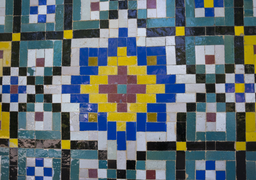 Mosaic pattern with ceramic tiles in golestan palace, Shemiranat county, Tehran, Iran