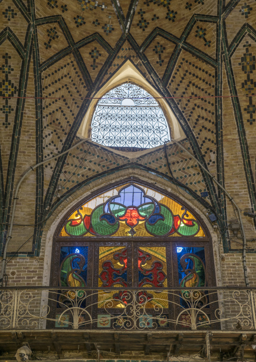 The stained glass windows of the old bazaar, Shemiranat county, Tehran, Iran