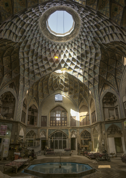 Dome of timche ye amin al dowleh caravanserai in the bazaar, Isfahan province, Kashan, Iran
