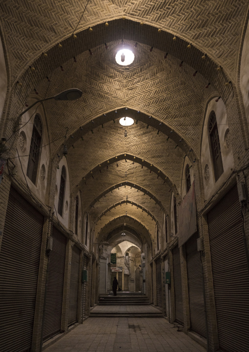 Empty bazaar, Isfahan province, Kashan, Iran