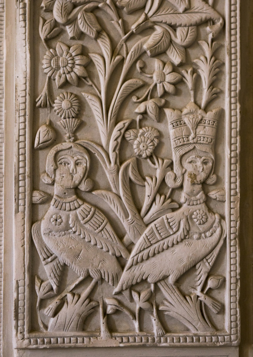 Plasterwork from a wall from the courtyard of the house in the boroujerdi house, Isfahan province, Kashan, Iran