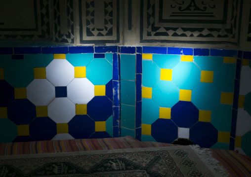 Mosaic pattern with ceramic tiles in sultan amir ahmad bathhouse, Isfahan province, Kashan, Iran