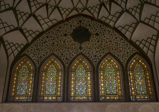 The stained glass windows of tabatabaei house, Isfahan province, Kashan, Iran