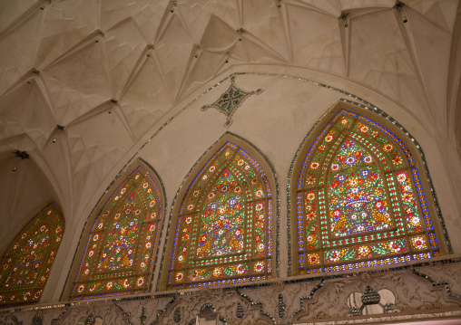 The stained glass windows of abbasian historical house, Isfahan province, Kashan, Iran