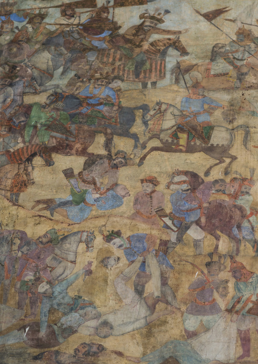 Colorful old mural painting, Isfahan province, Isfahan, Iran