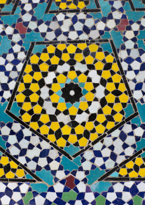 Mosaic pattern with ceramic tiles, Isfahan province, Isfahan, Iran