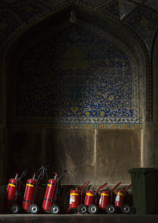 Fire extinguishers inside sheikh lotfollah mosque, Isfahan province, Isfahan, Iran