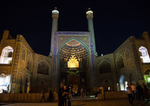 The Shah mosque on Naghsh-i Jahan square at night, Isfahan Province, Isfahan, Iran
