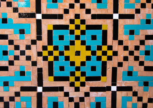 Mosaic pattern with ceramic tiles in a mosque, Isfahan Province, Isfahan, Iran